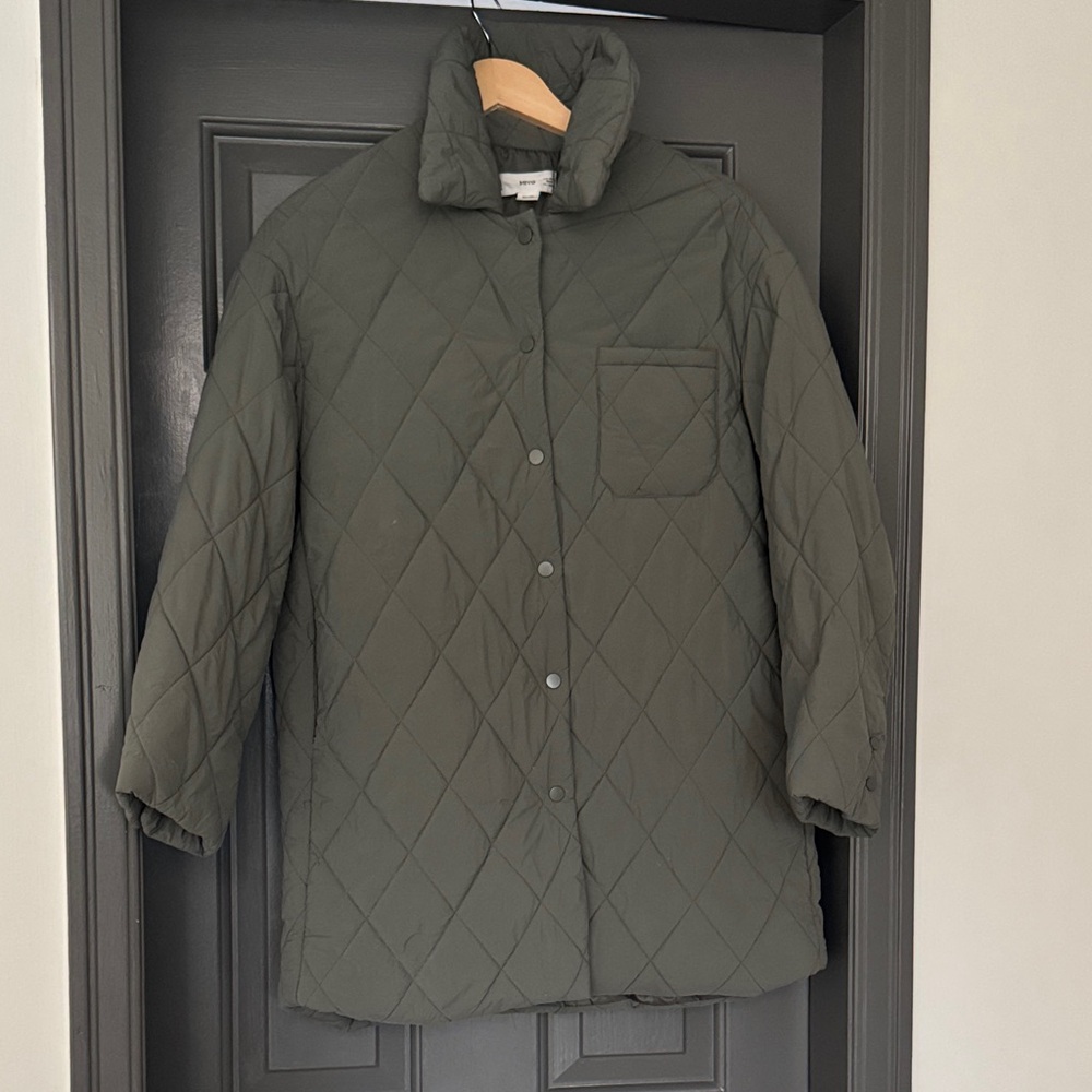 Mango sage Green Quilted Puffer Jacket
